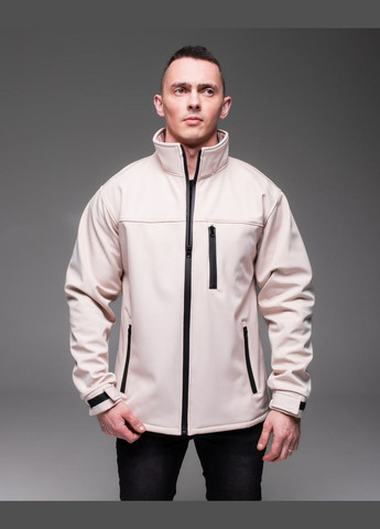 Бежева демісезонна куртка на флісі softshell водовідштовхувальний щільний матеріал No Brand