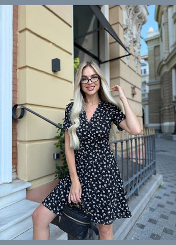 Чорна повсякденний, кежуал жіноча сукня а-силует Style Point з квітковим принтом