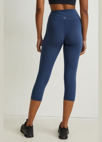 Синие летние укороченые спортивные леггинсы C&A