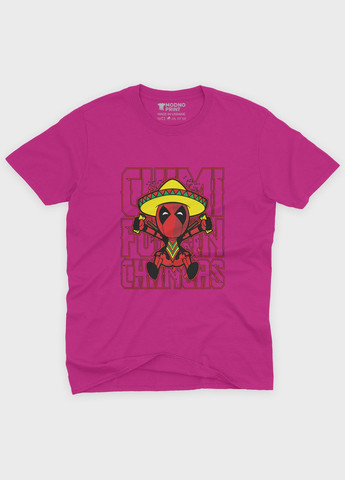 Розовая демисезонная футболка для девочки с принтом антигероя - дедпул (ts001-1-fuxj-006-015-005-g) Modno