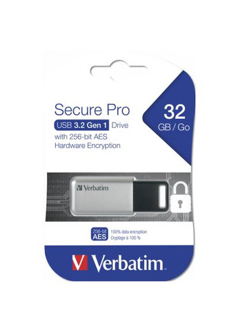 USB флеш накопичувач (98665) Verbatim 32GB Secure Pro with 256 AES USB 3.2 (366651076)