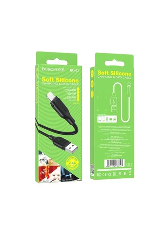 Кабель BX42 USB to iP 2.4A, 1m, silicone, TPE connectors, Black Borofone (388967097)