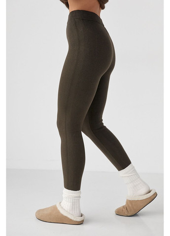 Коричневые зимние трикотажные лосины с начесом Lurex