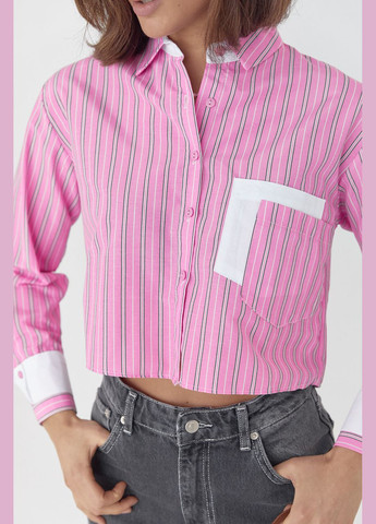 Укорочена сорочка в смужку з двома кишенями 23280 Lurex (280910221)