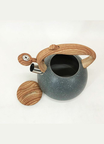 Чайник со свистком UN-5306 2,7л мрамор, для газовых плит, чайник нержавейка. Цвет: темно-серый Unique (364664672)