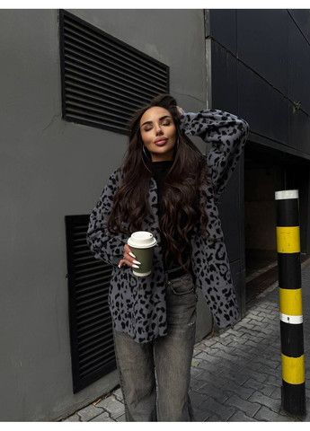 Серая повседневный рубашка леопардовый Гермес с длинным рукавом