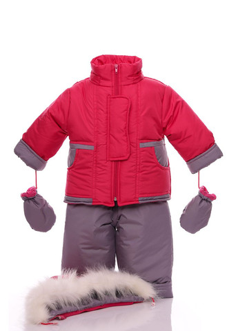 Красный зимний комбинезон на синтепоне для девочки ноль подстежка коралловый 86 см (27619) BABYKROHA