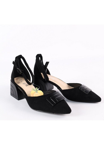 L&M Туфлі жіночі чорні туфлі-човники чорний з штучна замша, — літо (373195465)