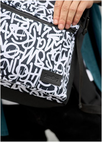 Рюкзак мужской из экокожи RollTop One с принтом Graphity Черный Sambag (301871735)