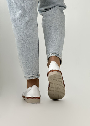 Женские балетки кожаные перфорированные Sherlock Soon | белые натуральная кожа (334587382)