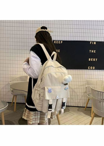 Рюкзак с карманами 3856 мужской женский детский школьный портфель бежевий No Brand (296008177)