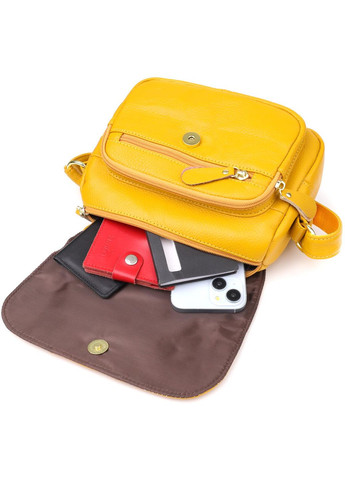 Сумка крос-боді через плече жіноча з натуральної шкіри Жовтий 38207 Vintage (355245215)