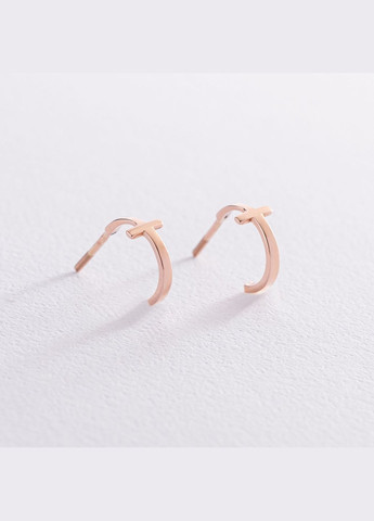 Сережки - пусети Хрестики в червоному золоті с07006 Oniks (264022989)