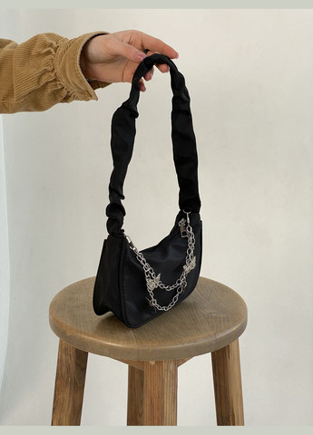 Женская сумка 6579 через плечо клатч на короткой ручке багет черная No Brand (292631192)