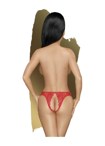 Мереживні трусики-тонг з відкритим доступом до інтимних зон Naughty Valentine L/XL чорні Penthouse (391269339)