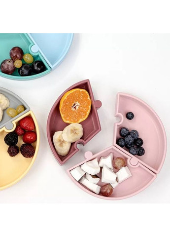 Секционная тарелка Puzzle на присоске 19 см Pinky Pink/Powder (101050058) MinikOiOi (323109685)