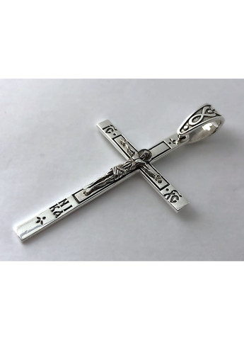 Серебряный крестик прямой с образом Исуса Христа с чернением DeLoS (370169007)