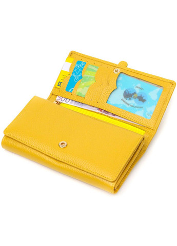 Барвистий жіночий гаманець з великою кількістю відділень із натуральної шкіри 21960 Жовтий Tony Bellucci (298571490)