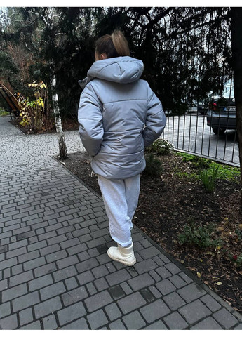 Світло-сіра зимня ✨жіночий теплий пуховик із капюшоном та боковими фіксаторами заміри в описі✨ куртка-пальто DK/DL Мода без кордонів