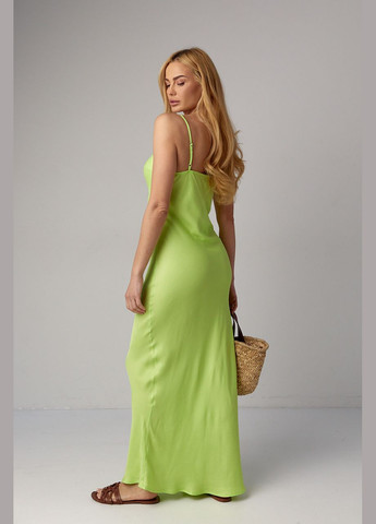 Атласна сукня максі в стилі білизни - салатовий Lurex (293292985)