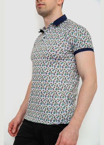 Молочна поло чоловіче з принтом темно-синє розмір m (sku_214r7003) з коротким рукавом No Brand