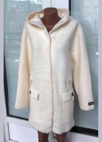 Молочное демисезонное Пальто женское альпака молочного цвета однобортное No Brand