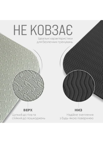 Килимок для йоги TPE 183х61 см 6 мм чорний EasyFit (397868402)