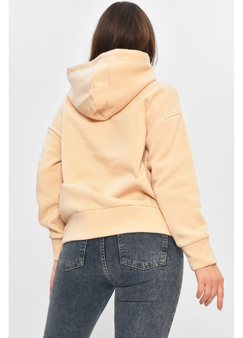 Бежевий худі жіноче на флісі бежевого кольору з принтом Let's Shop напис без декору (365776068)