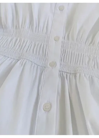 Белое мини-платье-рубашка с эластичным поясом Zara