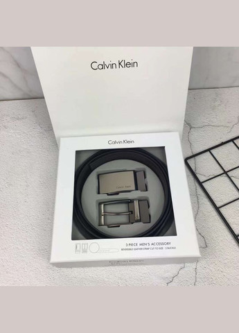 Чоловічий двосторонній ремінь набір Calvin Klein Чорний No Brand (293061118)