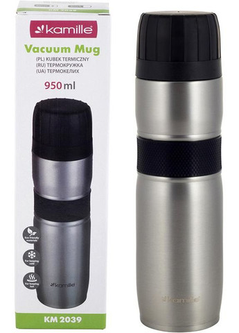 Термос Journey 950мл з силіконовою накладкою, сірий Kamille (372170956)