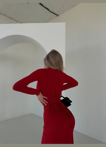 Красное кэжуал женское платье рубчик No Brand