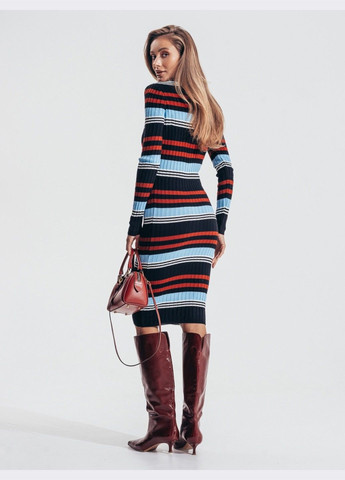 Темно-синее кэжуал тёмно-синее платье мелкой вязки в полоску Dressa в полоску