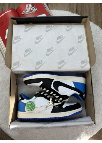 Комбіновані кросівки чоловічі nike travis scott x fragment x jordan 1 low найк аір ретро демісезон No Brand