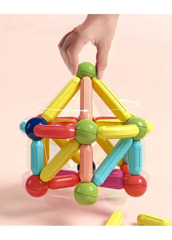 Магнитный конструктор 60 элементов в удобном боксе для хранения, развивающая игрушка для детей No Brand (364553172)