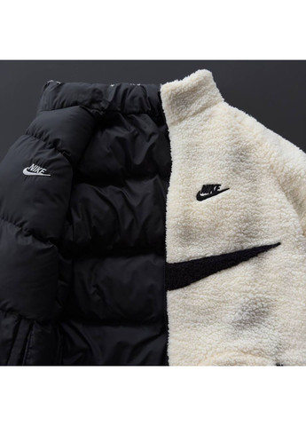 Чорно-біла зимня куртка двостороння nike,водовідштовхувальна поащівка та штучна овчина,туреччина Україна