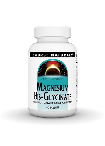 Магній Бісгліцинат з Кальцієм Magnesium Bis-Glycinate - 60 таб Source Naturals (283328671)