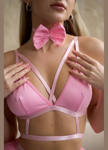 Рожевий комплект спокусливої жіночої білизни костюм "зайки" Simply sexy