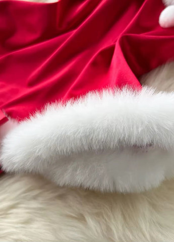 Красный зимний женский комплект зайки боди и ушки новогодний с пушком и открытой грудью santa No Brand