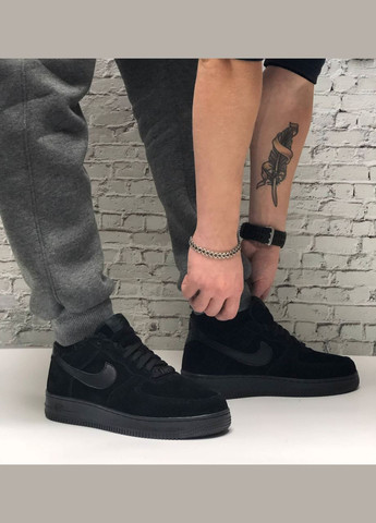 Чорні Зимовий кросівки зимові чоловічі nike air force 1 winter low black fur | найк аір форс 1 низькі чорні з хутром No Brand
