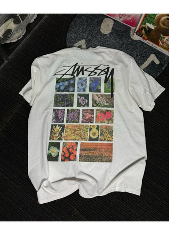 Біла футболка чорна, біла з красивим переднім принтом в стилі stussy No Brand