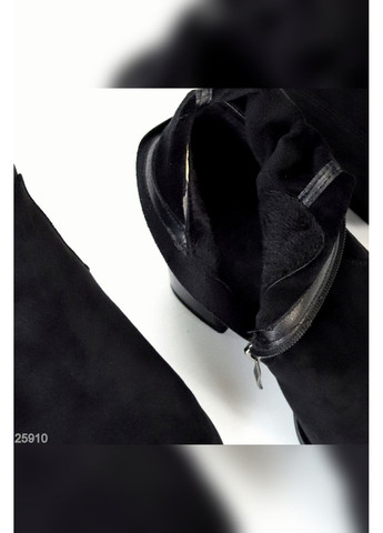 Черные осенние эффектные женские ботфорты No Brand