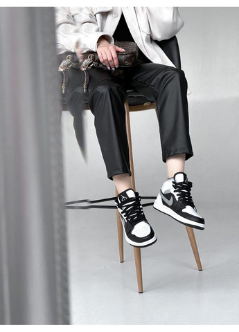 Сірі Осінні кросівки чоловічі nike air jordan 1 retro mid black white grey shadow найк аір джордан No Brand