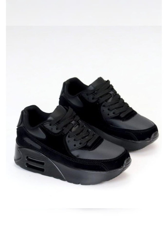 Жіночі чорні кросівки літні з екозамші та екошкіри на потовщеній підошві Viki Кросівки чорні літо (349821249)