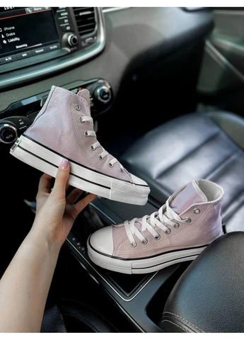 Фіолетові Осінні кеди чоловічі converse high platform lilac конверс No Brand