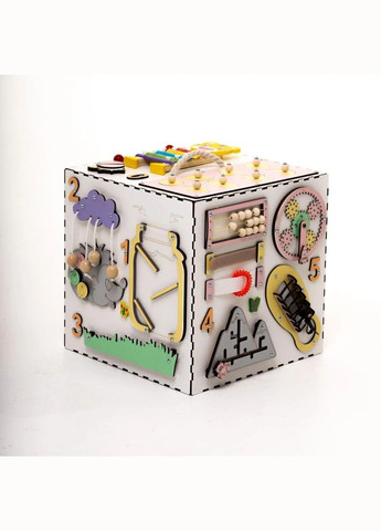 Бізікуб для дівчинки 35 ігрових зон Білий 30х30х30 см Handmade 213-001-007 (346085183)