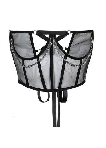 Корсет жіночий прозорий чорний S, пояс корсет для жінок з ланцюжками 60-68 см No Brand (361669508)