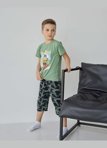 Оливкова (хакі) підлітковий комплект із шортами на хлопчика Tom John