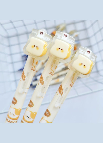 Гелевая ручка пиши-стирай в корейском стиле с объемной фигуркой тост, синяя гелевая паста No Brand (320916981)