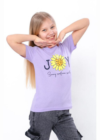 Фиолетовая летняя футболка для девочки (бантик) Носи своє